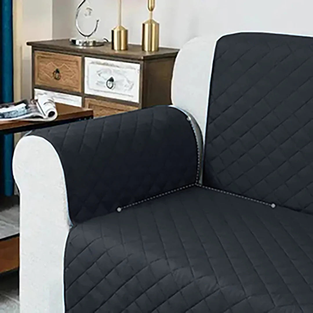 BLACK WATERPROOF QUILTED SOFA COVER