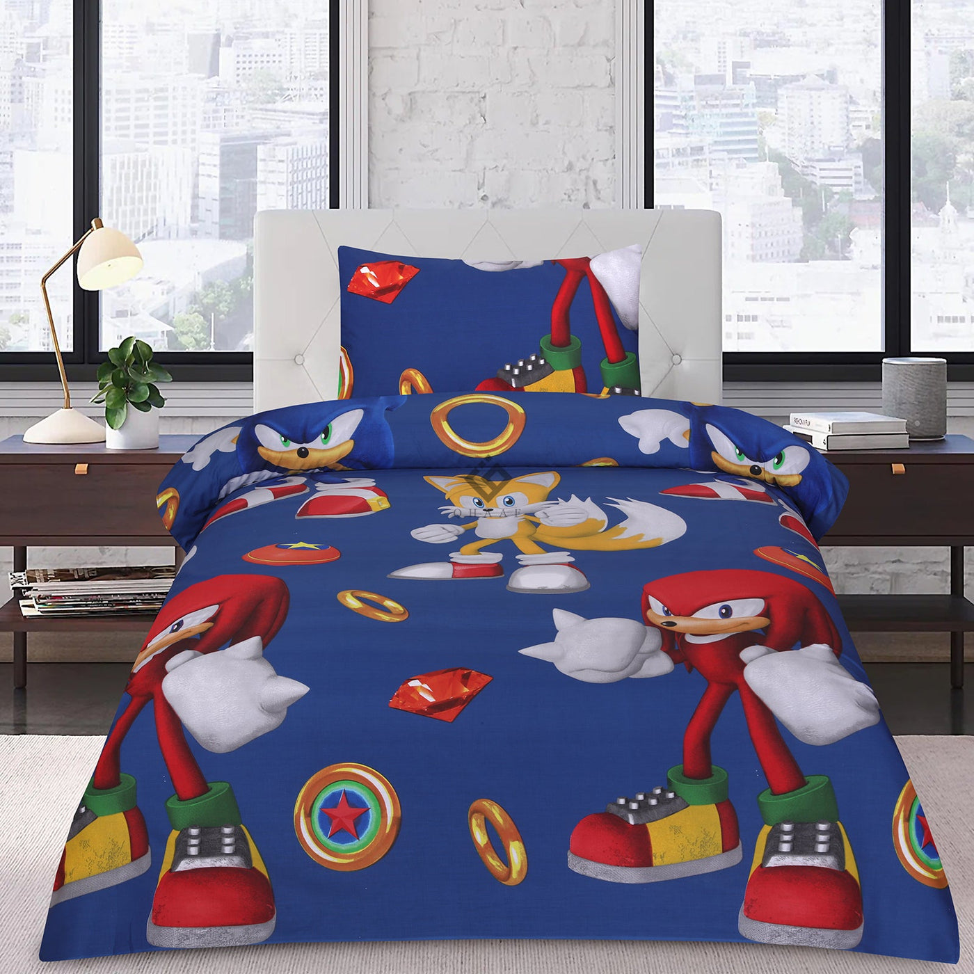 red sonic-bedsheet set