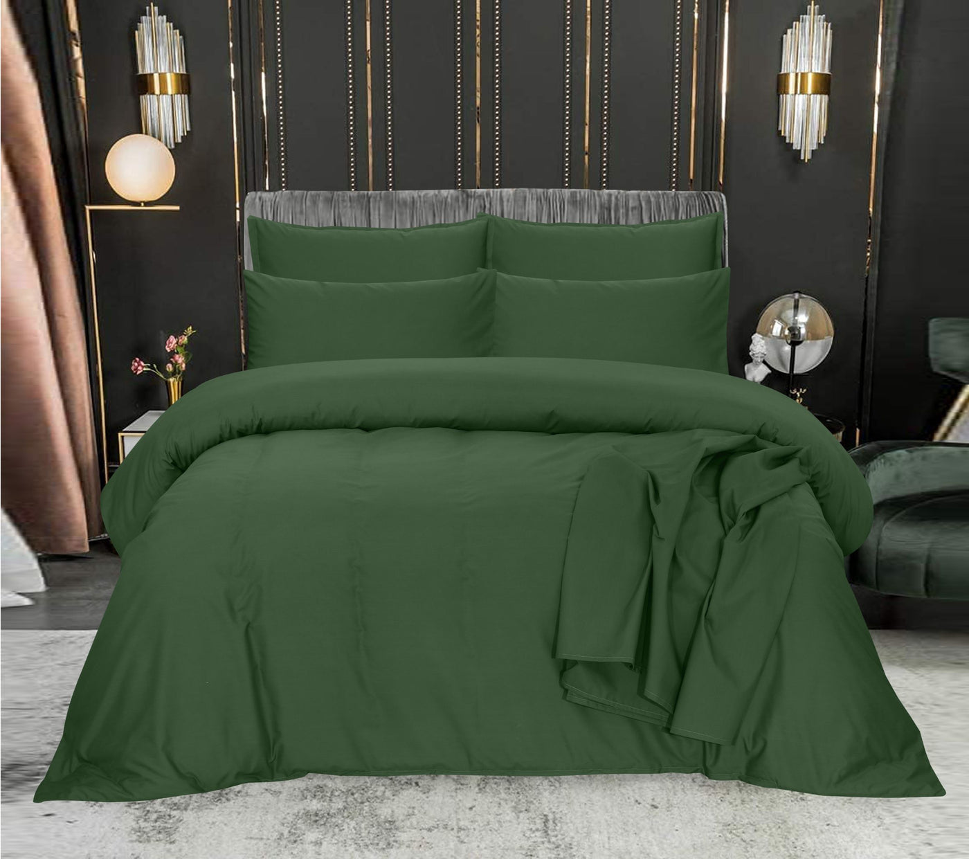 OLIVE GREEN DUVET SET - 6 PCS (PREMIUM)