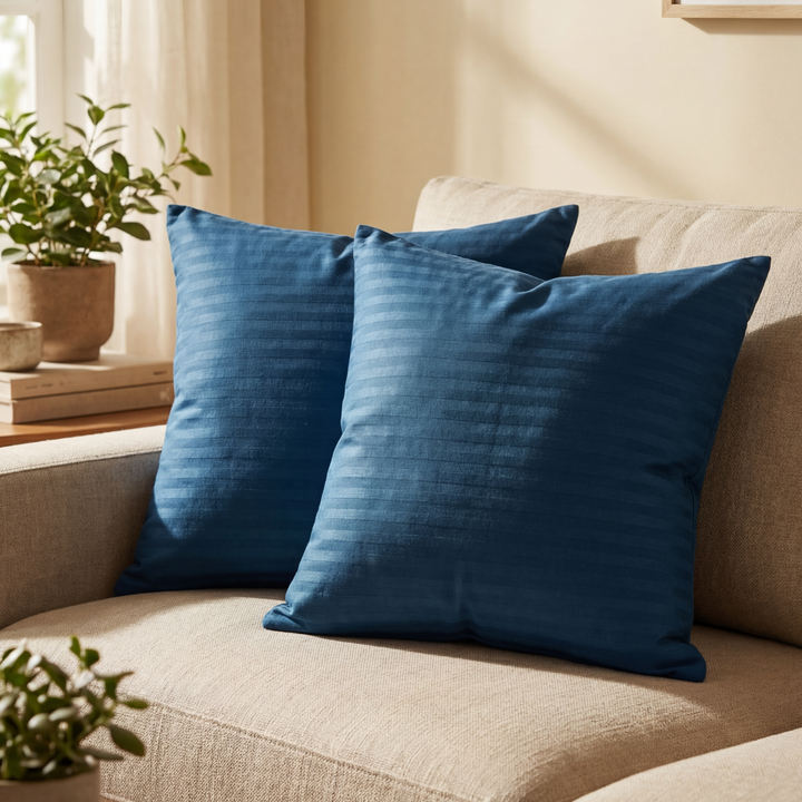 ZINC SATIN STRIPE CUSHION COVER (PACK OF 2)