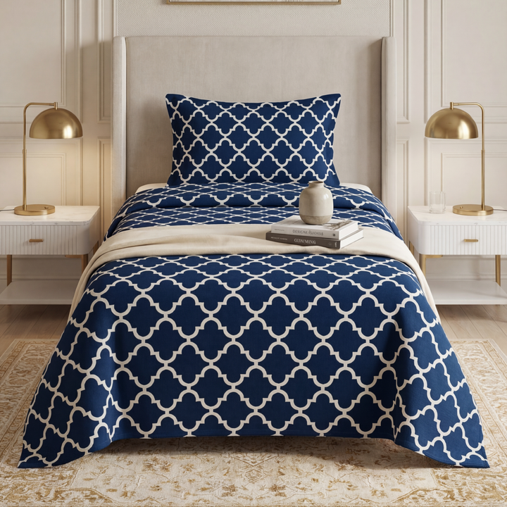 BLUE PENDORA SINGLE BEDSHEET SET