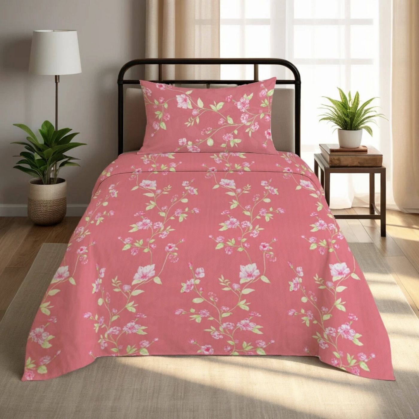 LEAFY SINGLE BEDSHEET SET