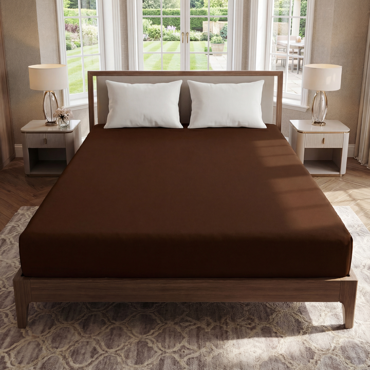 FITTED WATERPROOF MATTRESS PROTECTOR - BROWN