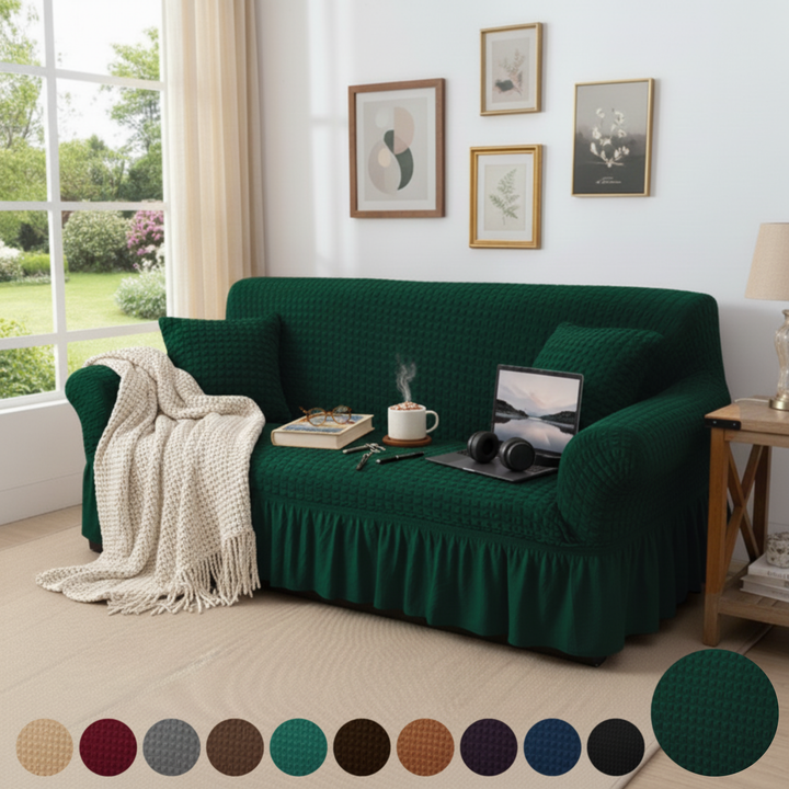 GREEN FITTED BUBBLE SOFA COVER