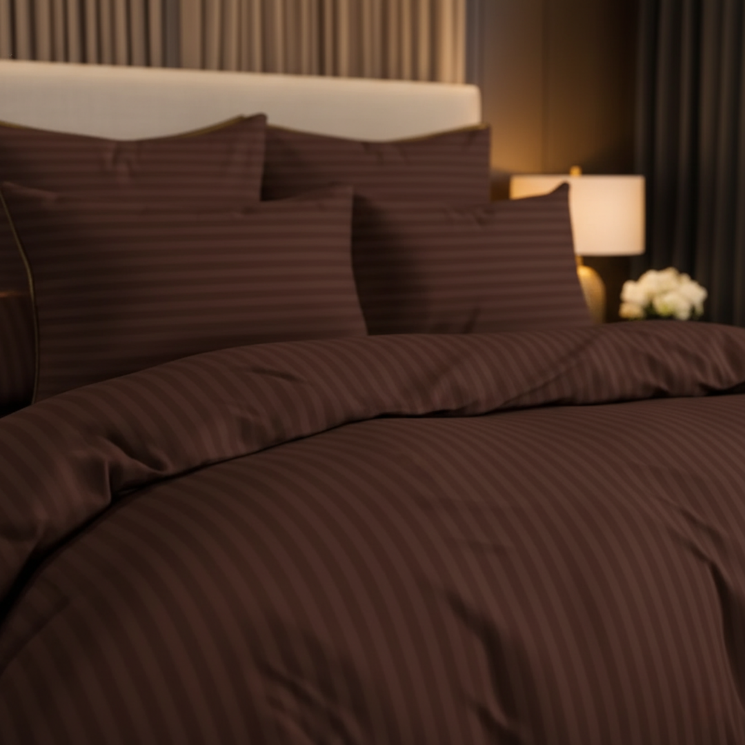 CHOCO stripe Winter Comforter Set- 8 Pcs