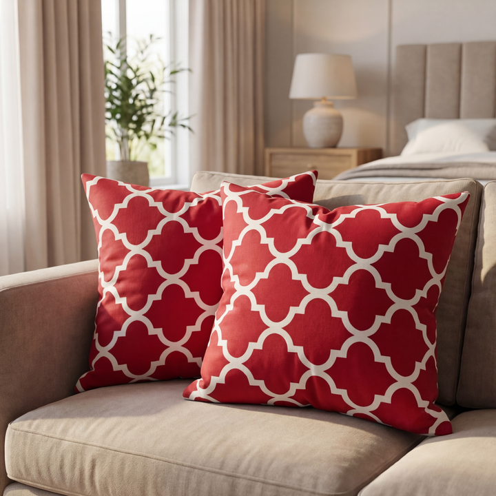 RED PENDORA CUSHION COVER (PACK OF 2)