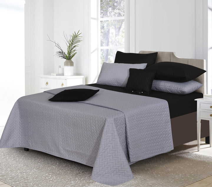 SILVER BLACK Comforter Set- 8 Pcs