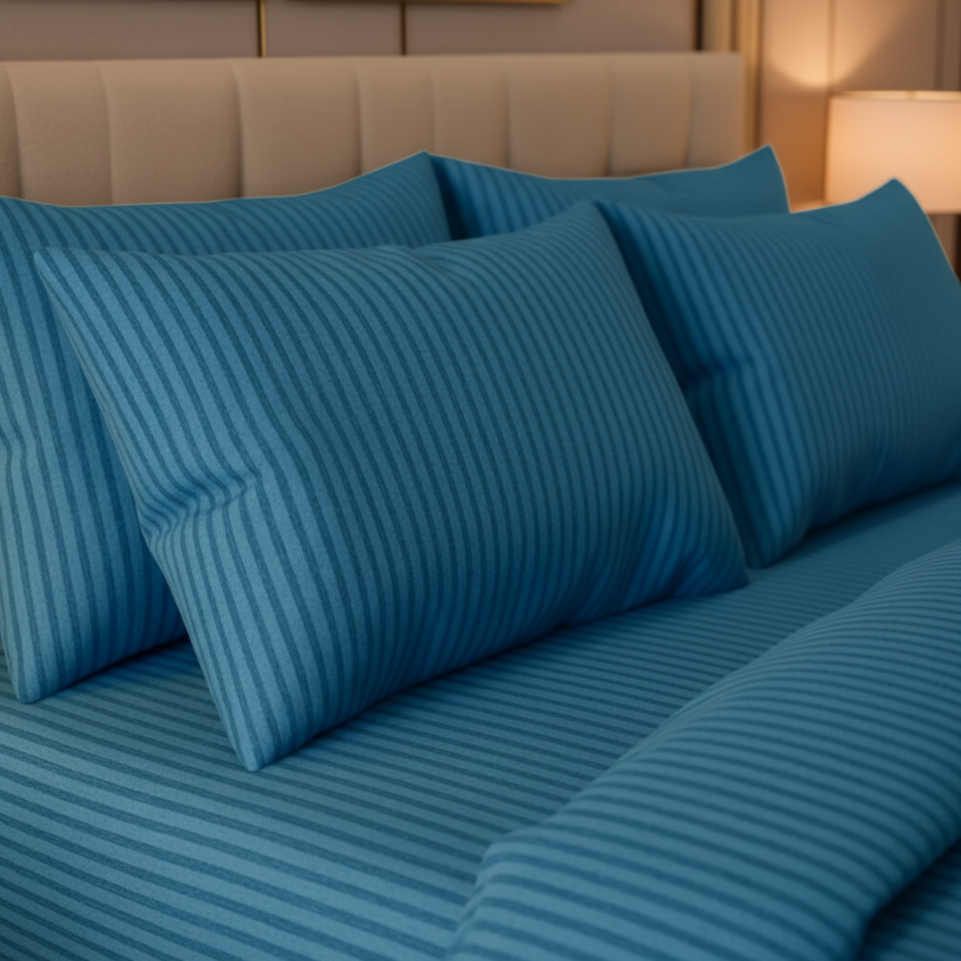 ZINC SATIN STRIPE BEDSHEET SET - 5 PCS