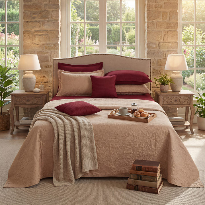 SKIN MAROON Winter Comforter Set- 8 Pcs