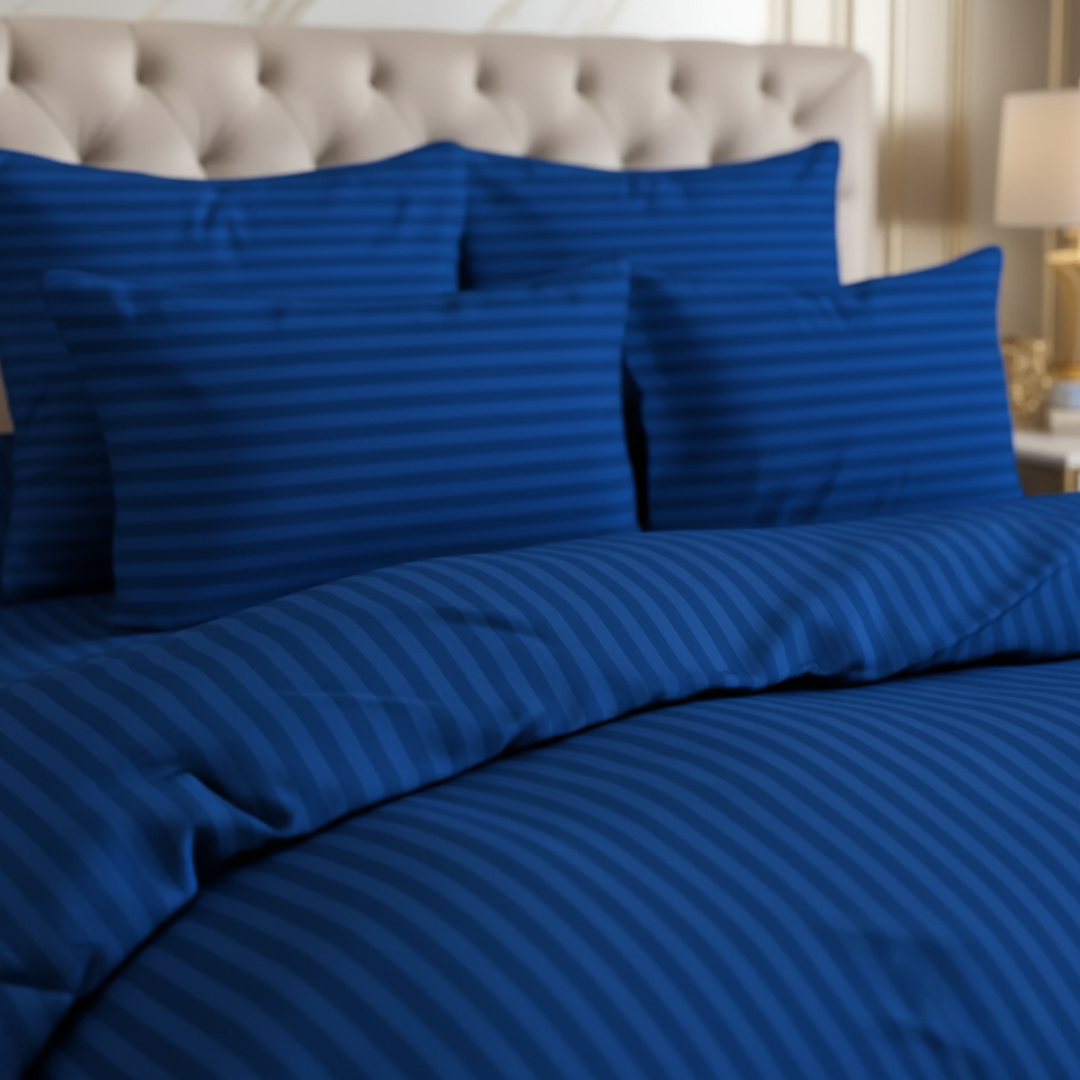 NAVY stripe Winter Comforter Set- 8 Pcs