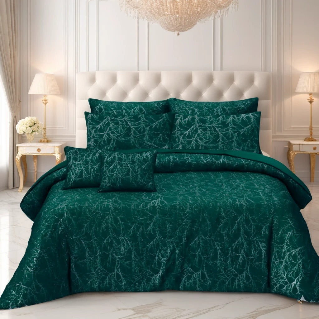MILITARY/GREEN VELVET DUVET COVERS SET 8 PCS