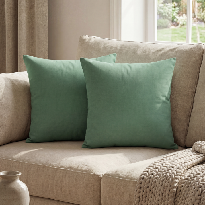S.GREEN DYED CUSHION COVER (PACK OF 2)