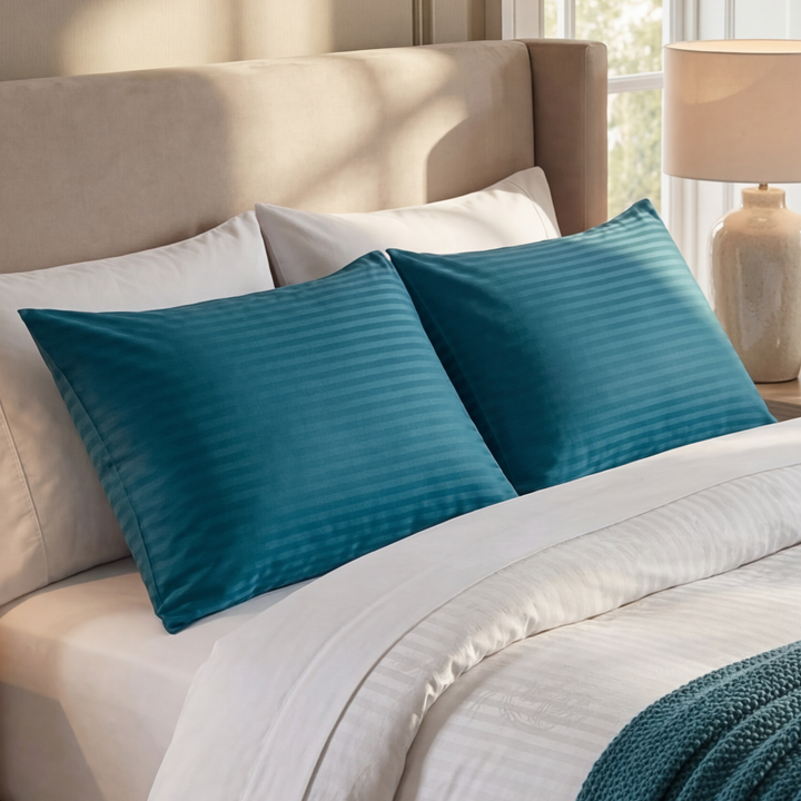 ZINC SATIN STRIPE PILLOW COVERS