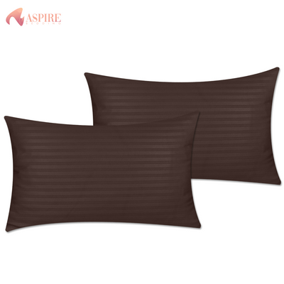 CHOCO SATIN STRIPE PILLOW COVERS