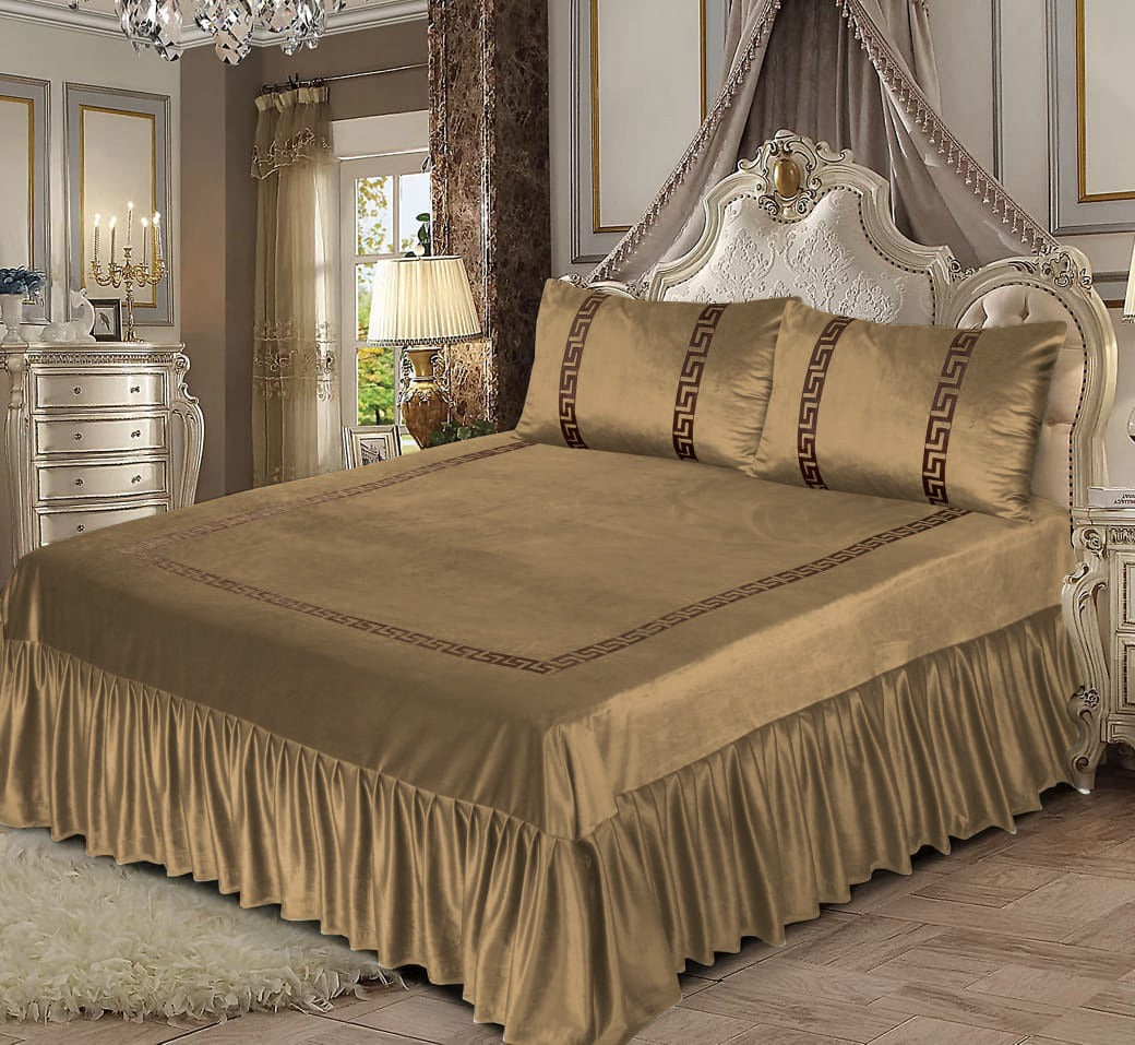 BROWN VELVET BEDSHEET SET - 3 PCS
