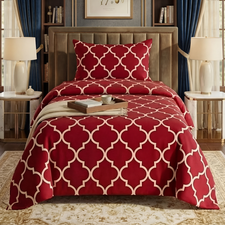 RED PENDORA SINGLE BEDSHEET SET