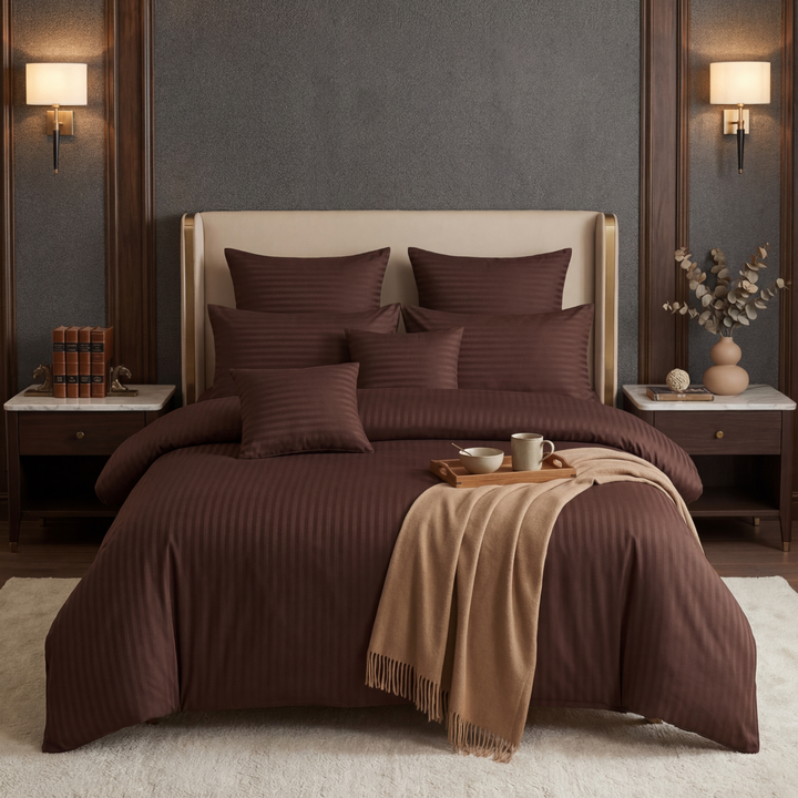 CHOCO stripe Winter Comforter Set- 8 Pcs