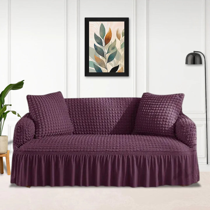 PURPLE FITTED BUBBLE SOFA COVER