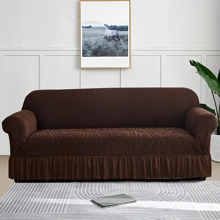 Zebra Velvet Dark Brown Sofa Cover
