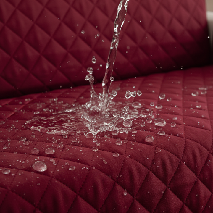 MAROON WATERPROOF QUILTED SOFA COVER