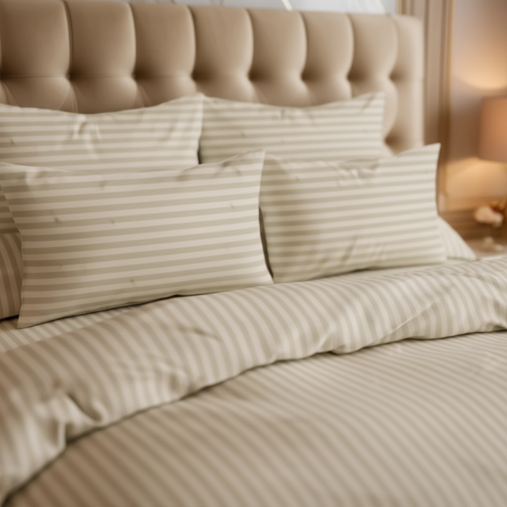 IVORY stripe Winter Comforter Set- 8 Pcs