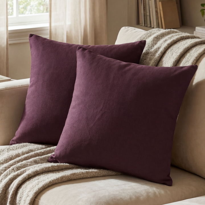 PLUM DYED CUSHION COVER (PACK OF 2)