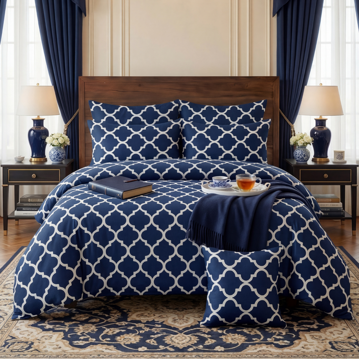 Blue Pendora Winter Comforter Set- 7 Pcs