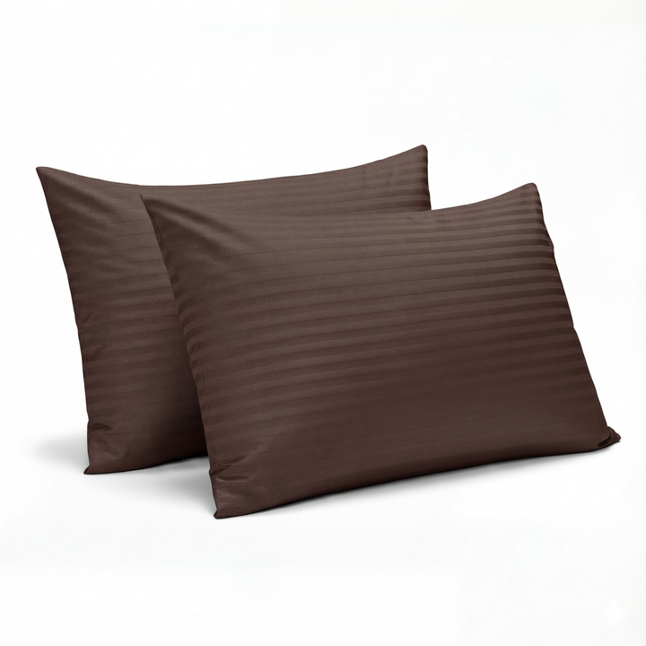 CHOCO SATIN STRIPE PILLOW COVERS