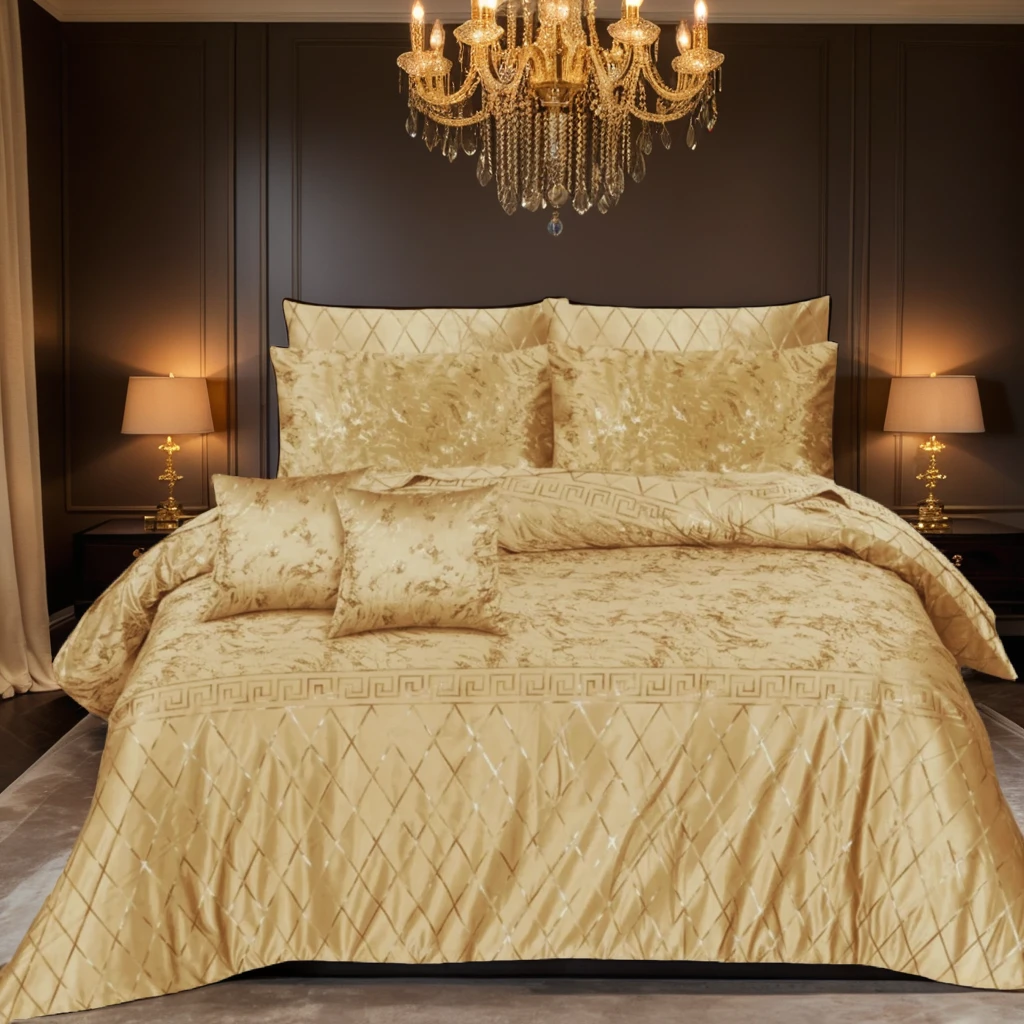 MILITARY/GOLDEN VELVET DUVET COVERS SET 8 PCS