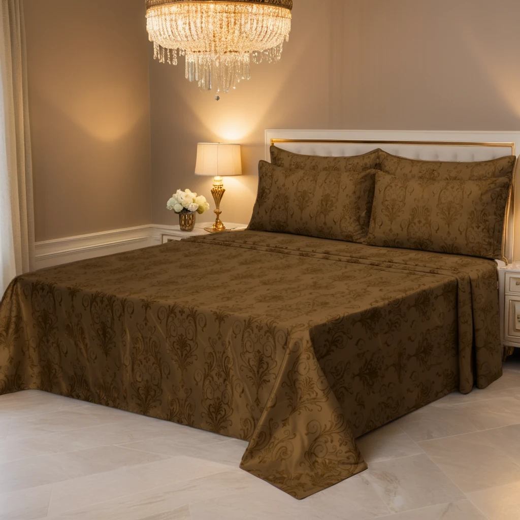 FLOWER/CHOCO VELVET BEDSHEET SET - 5 PCS