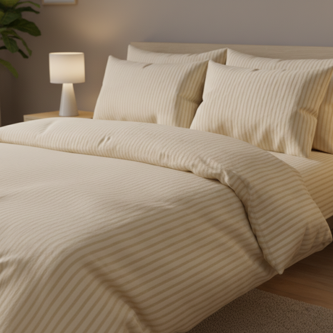 SKIN SATIN STRIPE BEDSHEET SET - 5 PCS