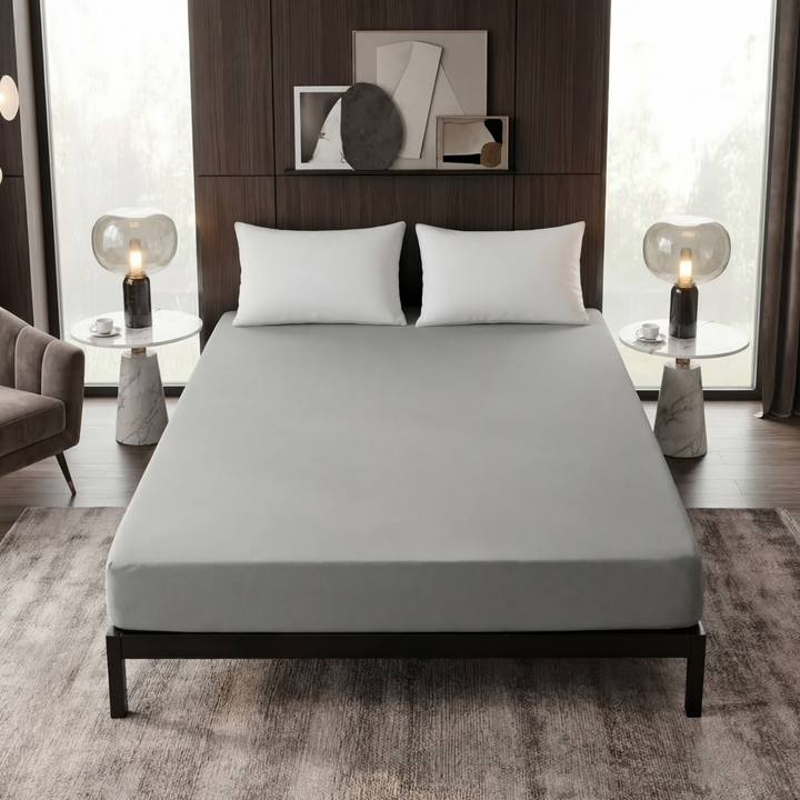 FITTED WATERPROOF MATTRESS PROTECTOR - GREY