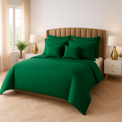 GREEN stripe summer comforter set-8 pcs