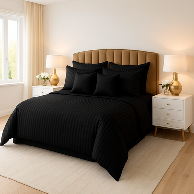 BLACK stripe summer comforter set-8 pcs