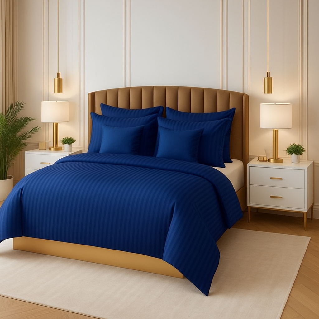 NAVY stripe SUMMER COMFORTER SET- 8 PCS