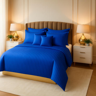 BLUE stripe summer comforter set-8 pcs