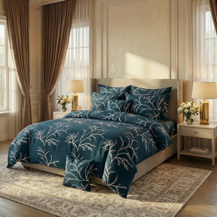 GREY BUNCH DUVET COVERS  SET - 8 PCS (PREMIUM)