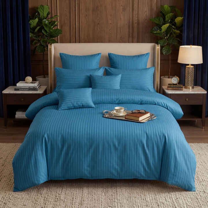 ZINC SATIN STRIPE DUVET COVERS SET 8 PCS