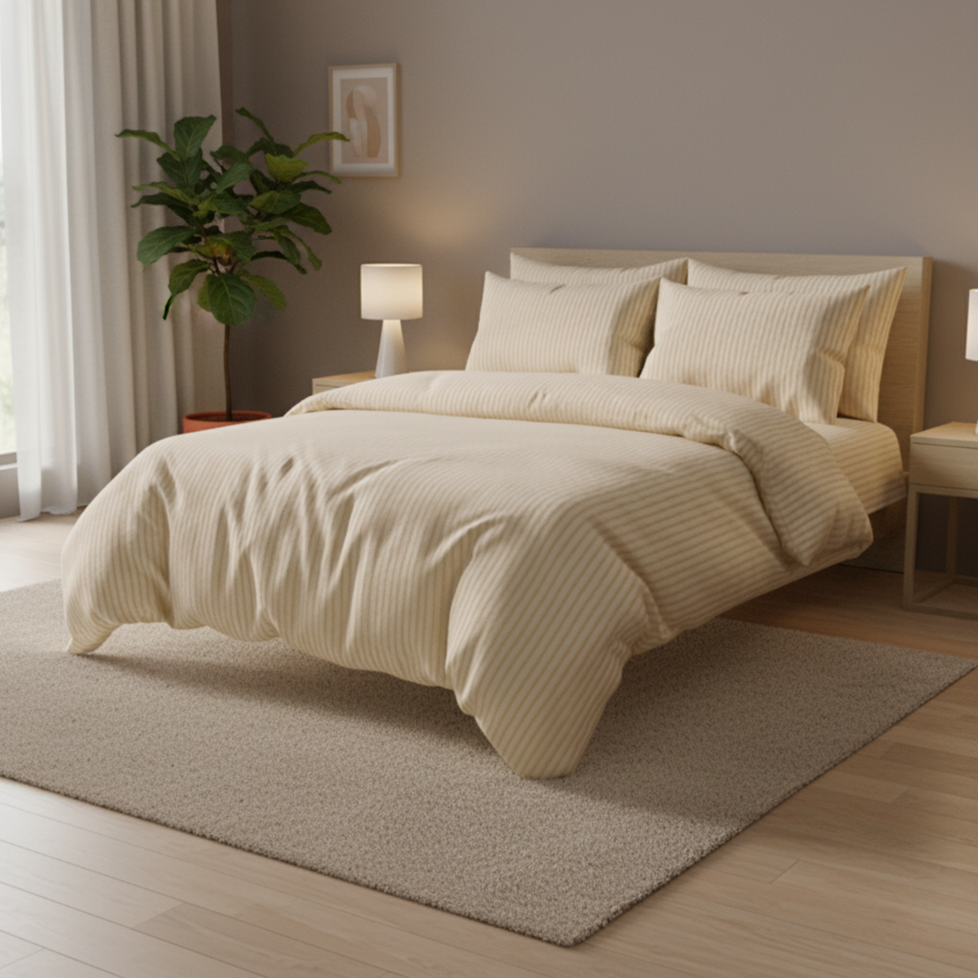 SKIN SATIN STRIPE BEDSHEET SET - 5 PCS