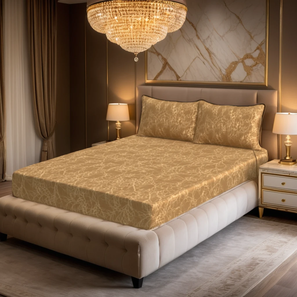 MILITARY/GOLDEN VELVET fitted bedsheet - (premium)