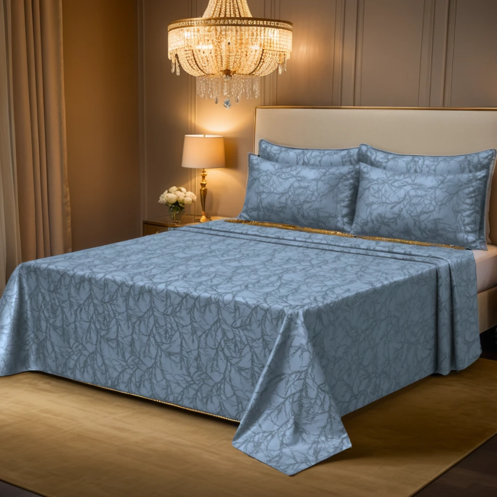 TREE/GREY VELVET BEDSHEET SET - 5 PCS