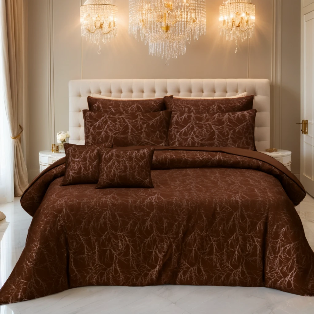 TREE/CHOCO VELVET DUVET COVERS SET 8 PCS