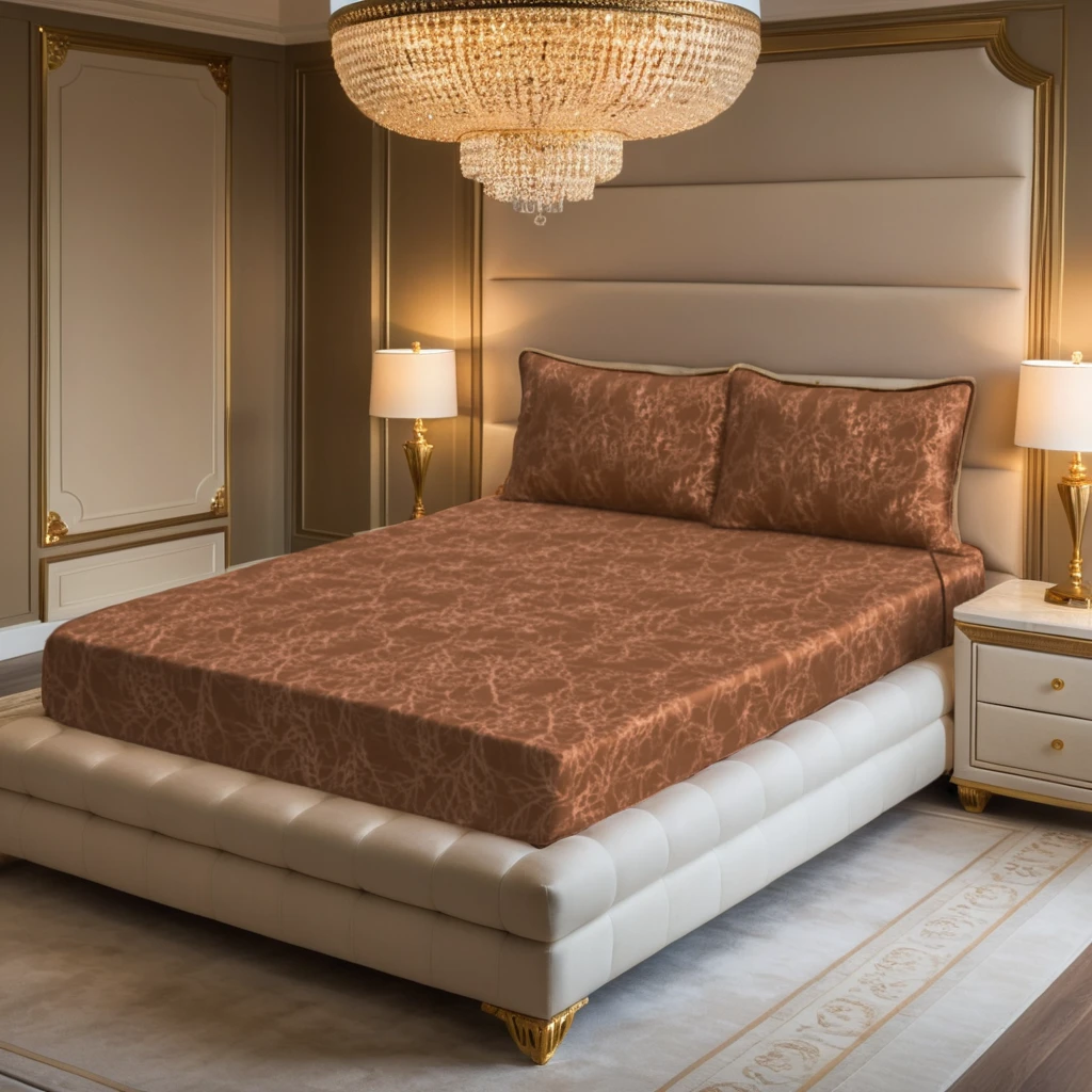 TREE/BROWN  VELVET fitted bedsheet - (premium)