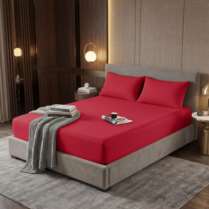 RED FITTED SHEET - (PREMIUM)