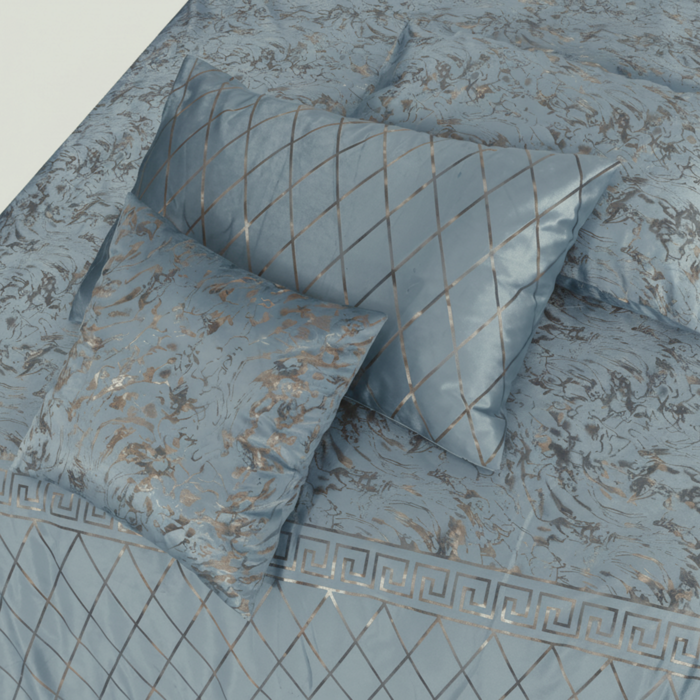 L.GREY VELVET DUVET COVERS SET 8 PCS