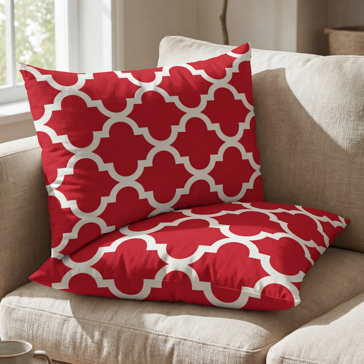 RED PENDORA PILLOW COVERS (PACK OF 2)