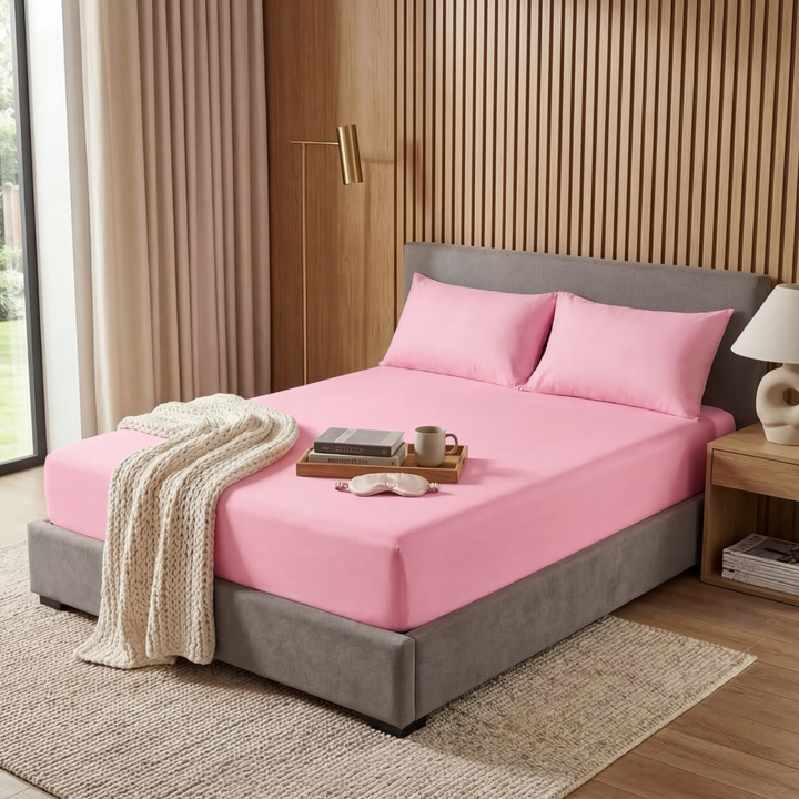 BABY PINK FITTED SHEET - (PREMIUM)