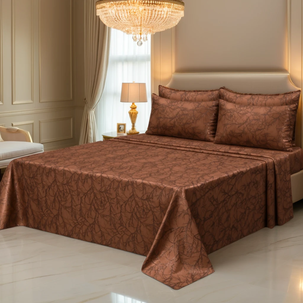 TREE/CHOCO VELVET BEDSHEET SET - 5 PCS