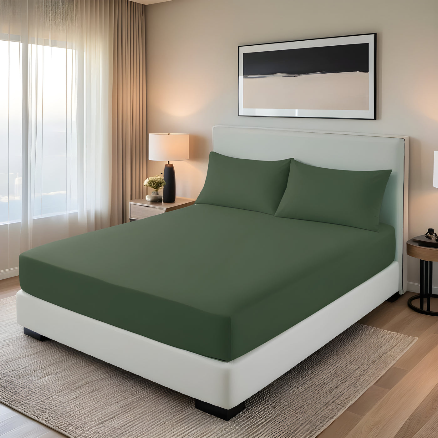 GREEN LUXURY FITTED SHEET- 3 PCS