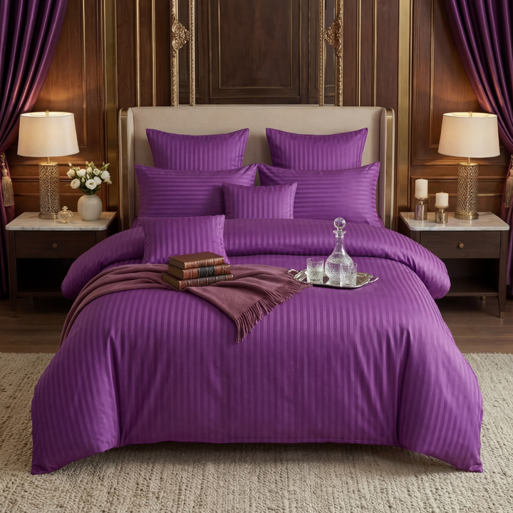 PURPLE stripe Winter Comforter Set- 8 Pcs
